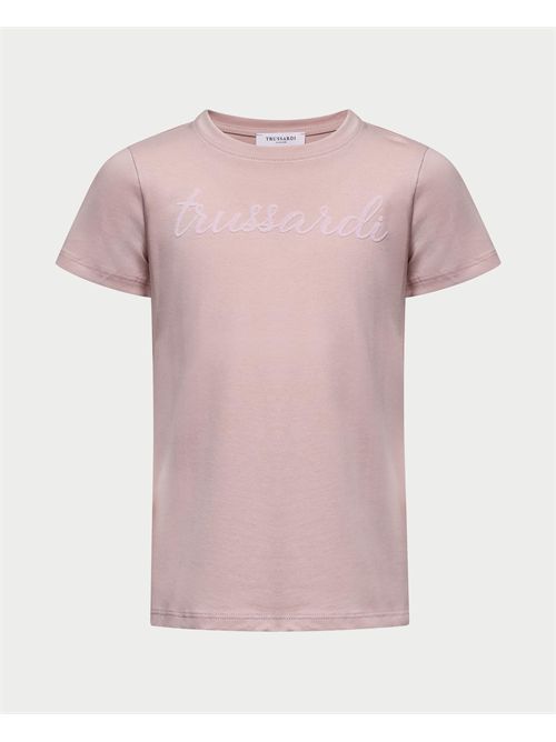 Trussardi boys' t-shirt with velvet logo TRUSSARDI | TGA25002TSROSE SMOKE